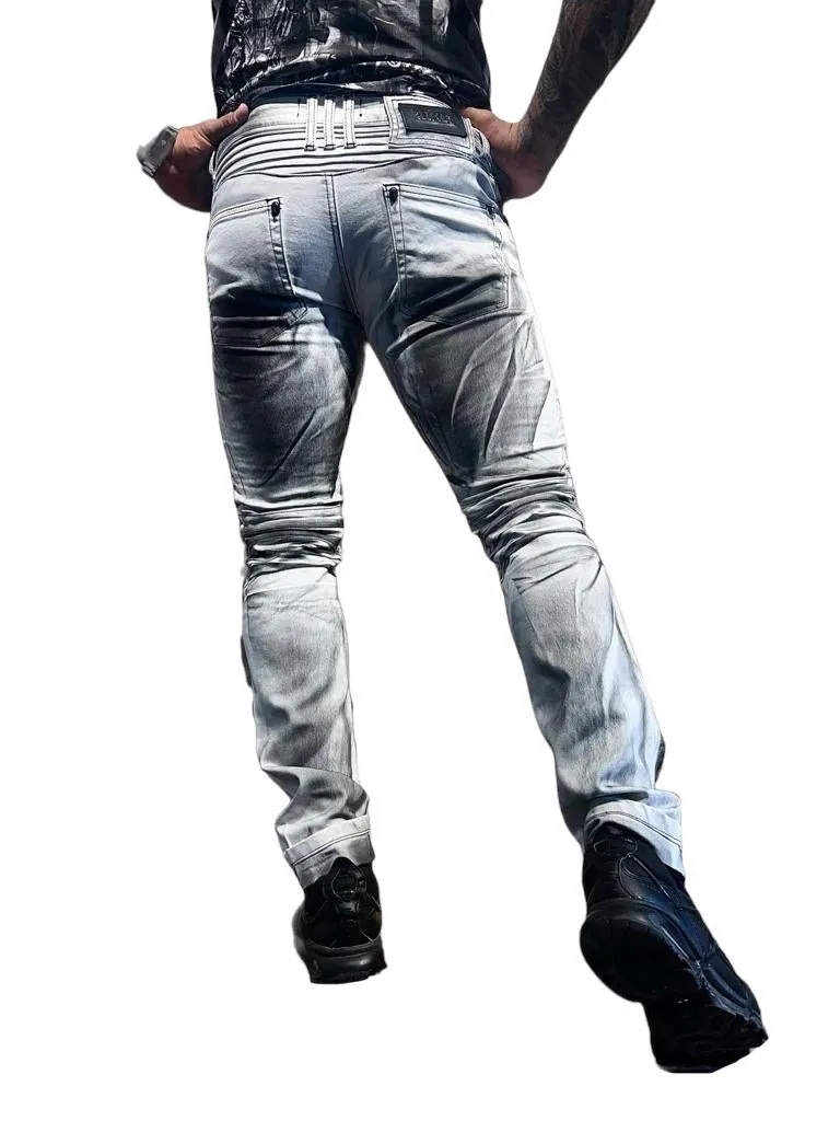 1372-2 W Jeans Slim Pintuk spray