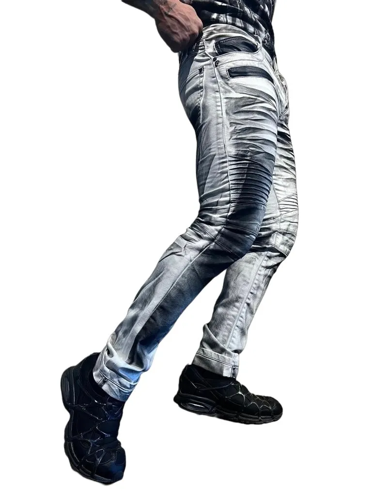 1372-2 W Jeans Slim Pintuk spray