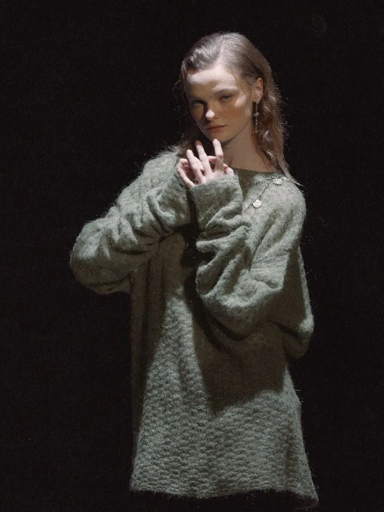 Backless Design Mohair Wool Knit Loose Top【s0000006453】