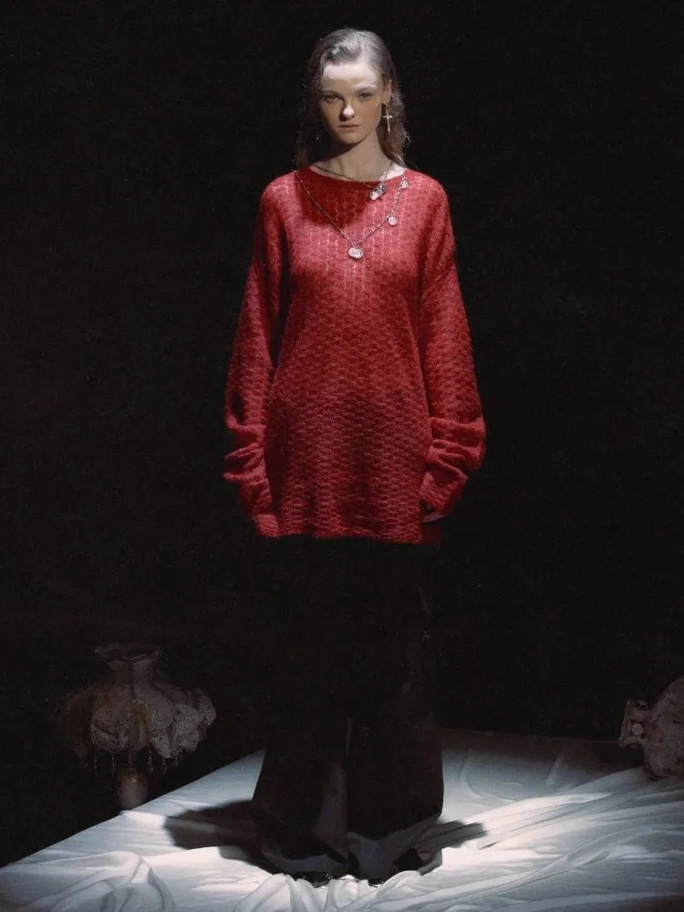 Backless Design Mohair Wool Knit Loose Top【s0000006453】