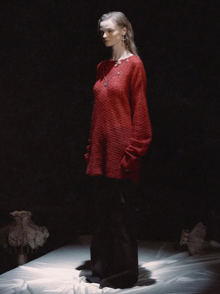 Backless Design Mohair Wool Knit Loose Top【s0000006453】