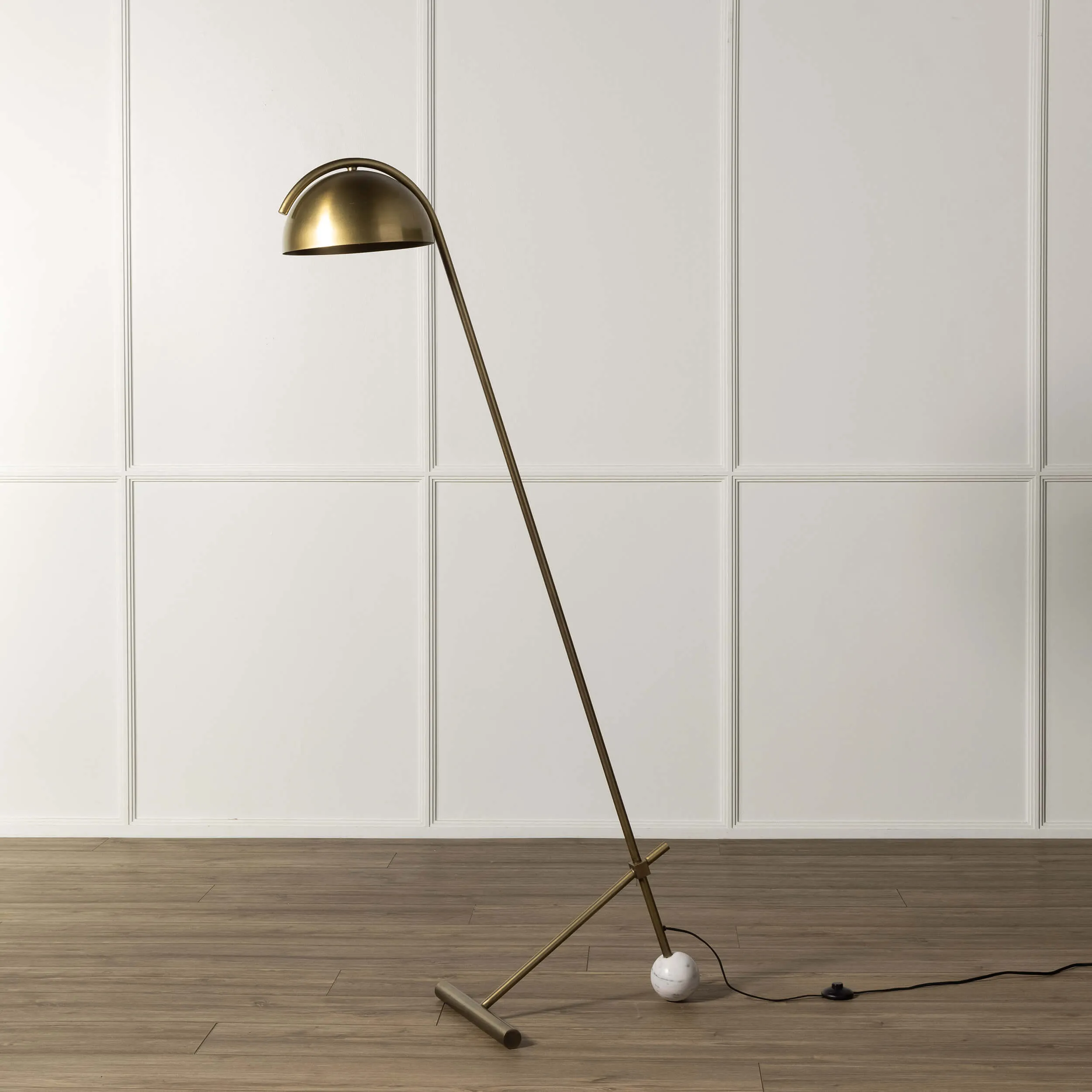 Becker Floor Lamp, Charcoal & White Marble