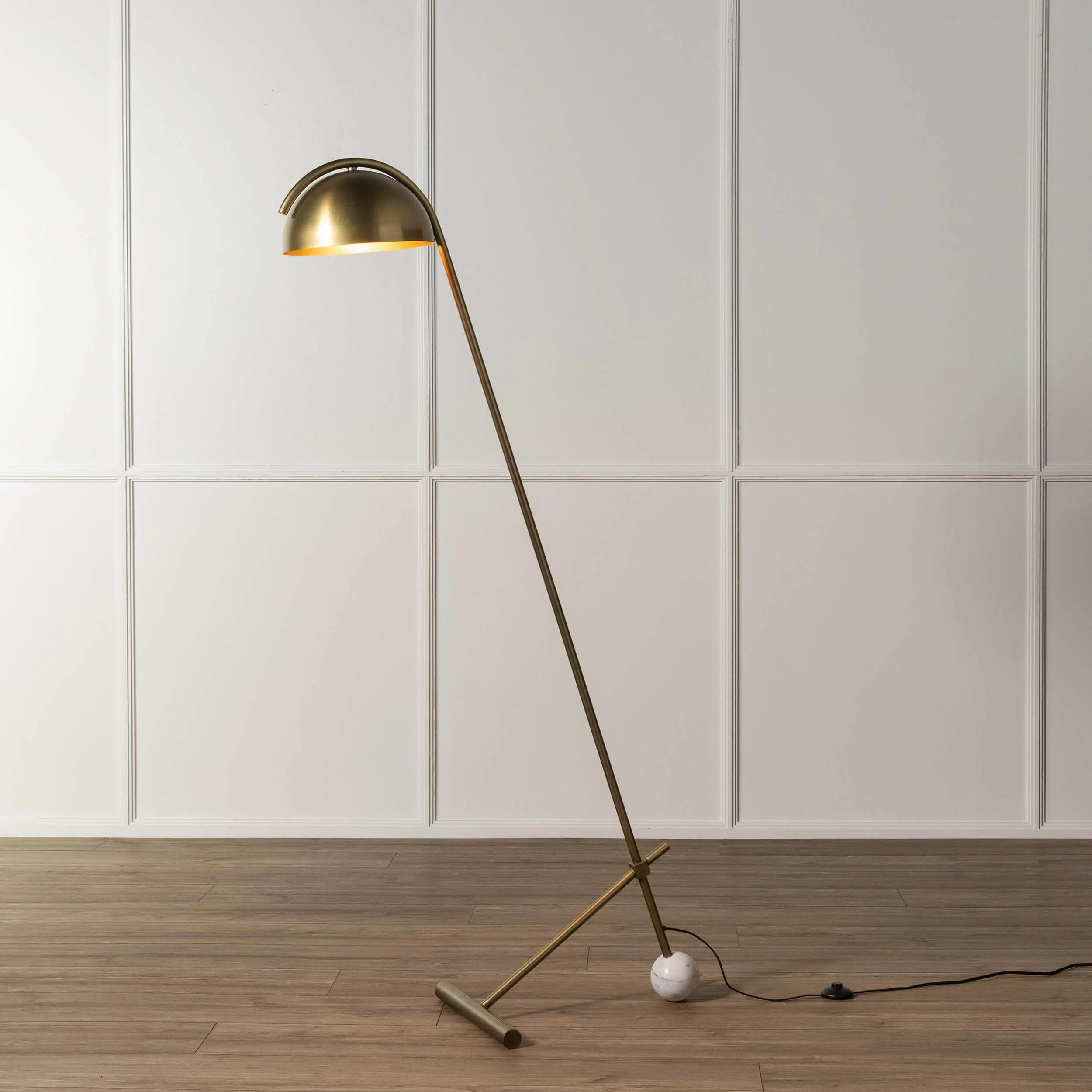 Becker Floor Lamp, Charcoal & White Marble