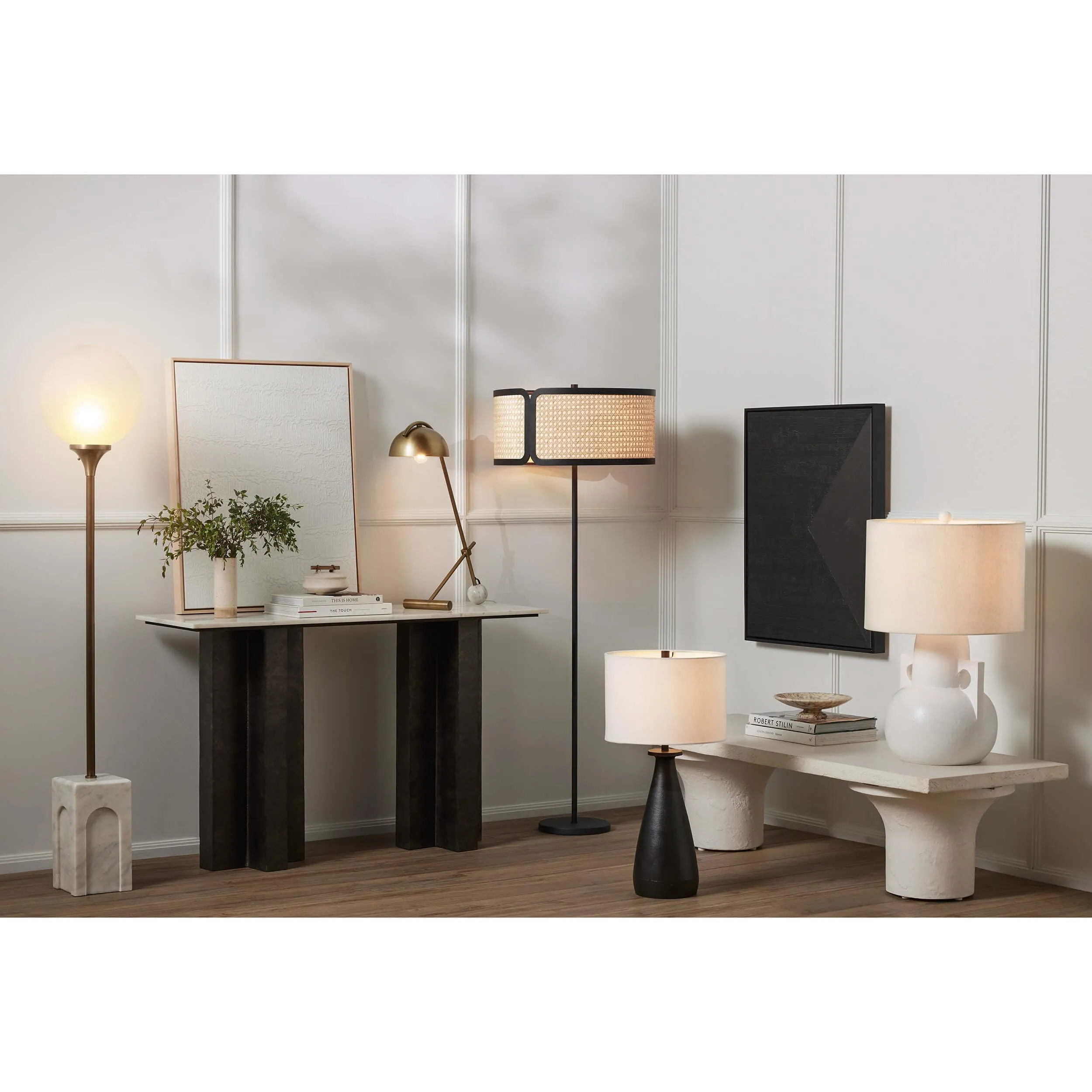 Becker Table Lamp, Charcoal/White