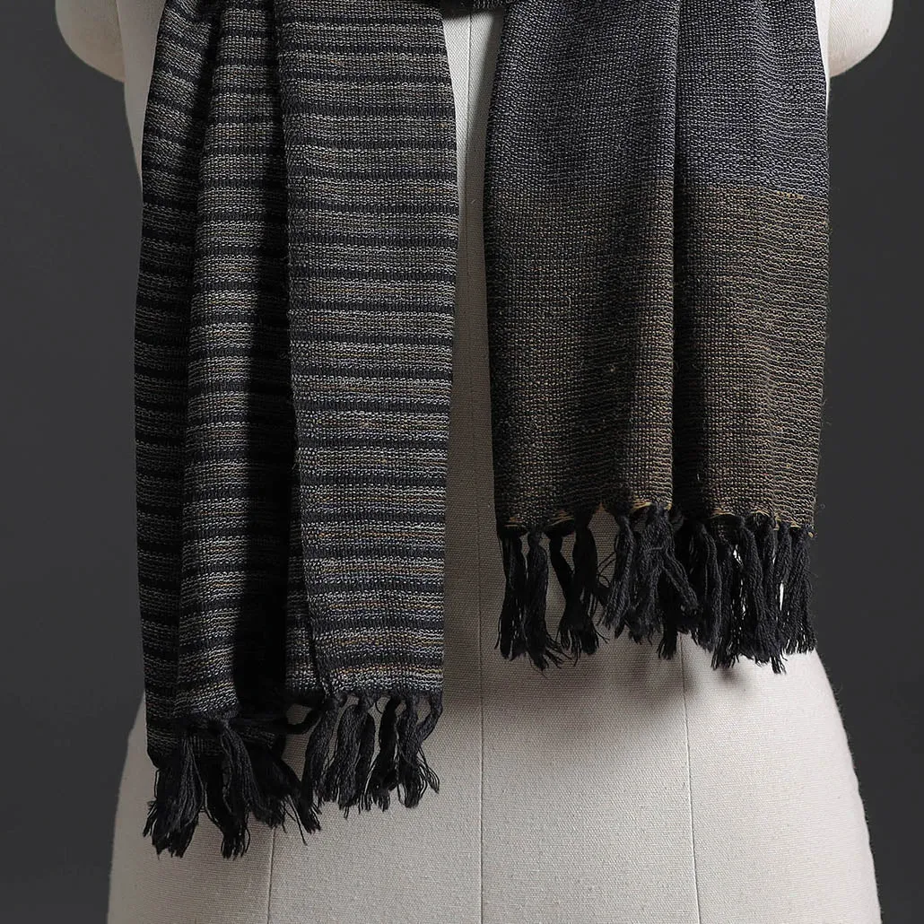 Black - Kumaun Handwoven Pure Merino Wool Stole 161