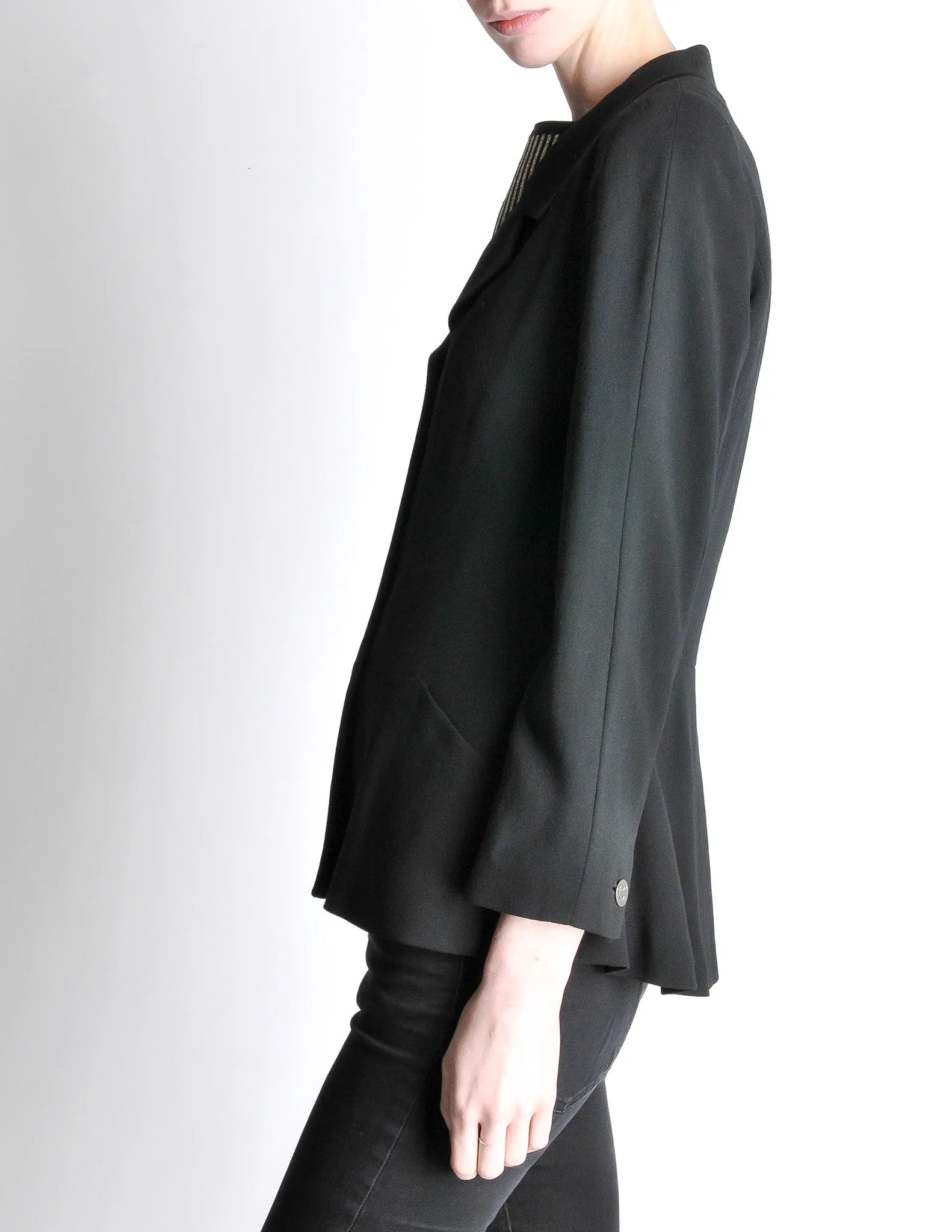 Chanel Vintage Black Wool Peplum Blazer