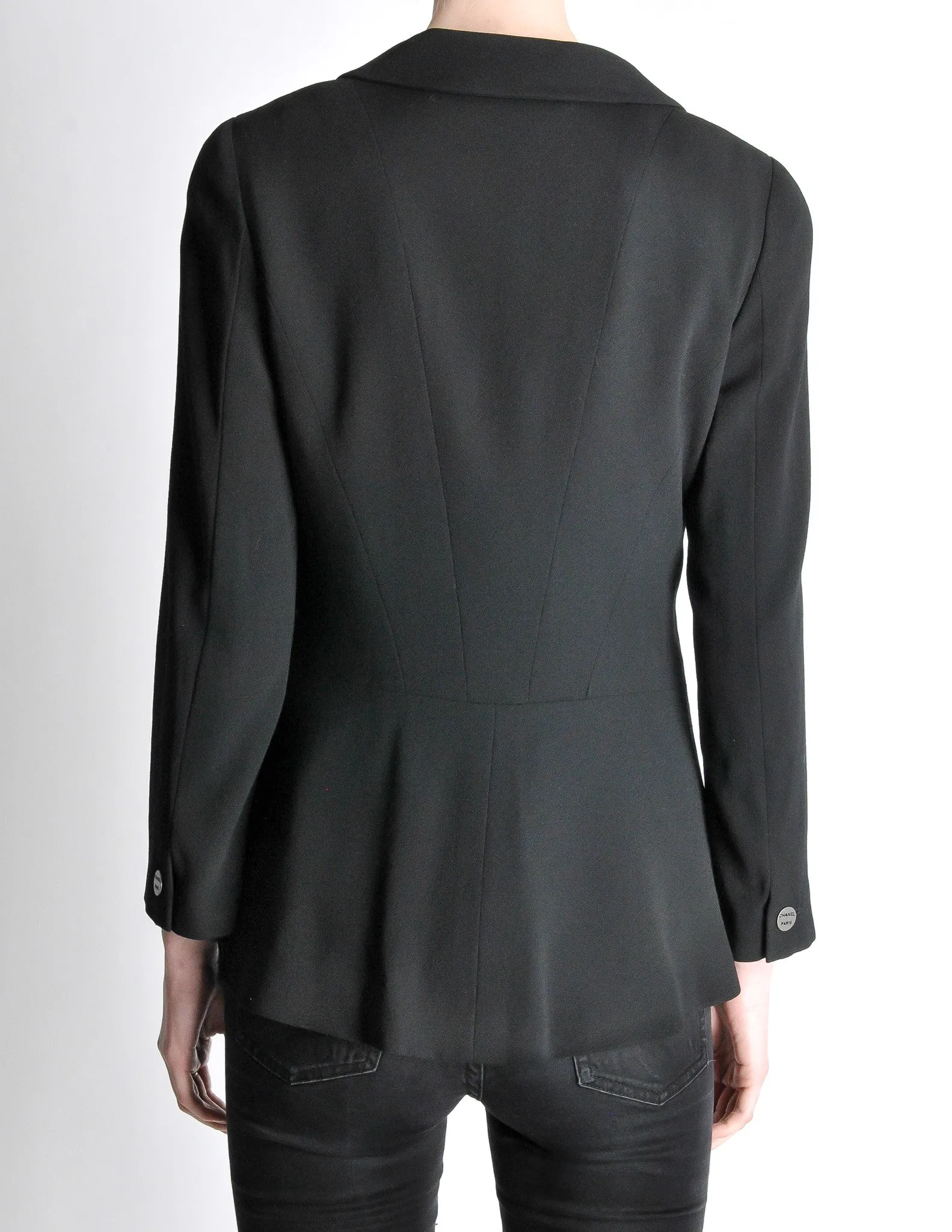 Chanel Vintage Black Wool Peplum Blazer