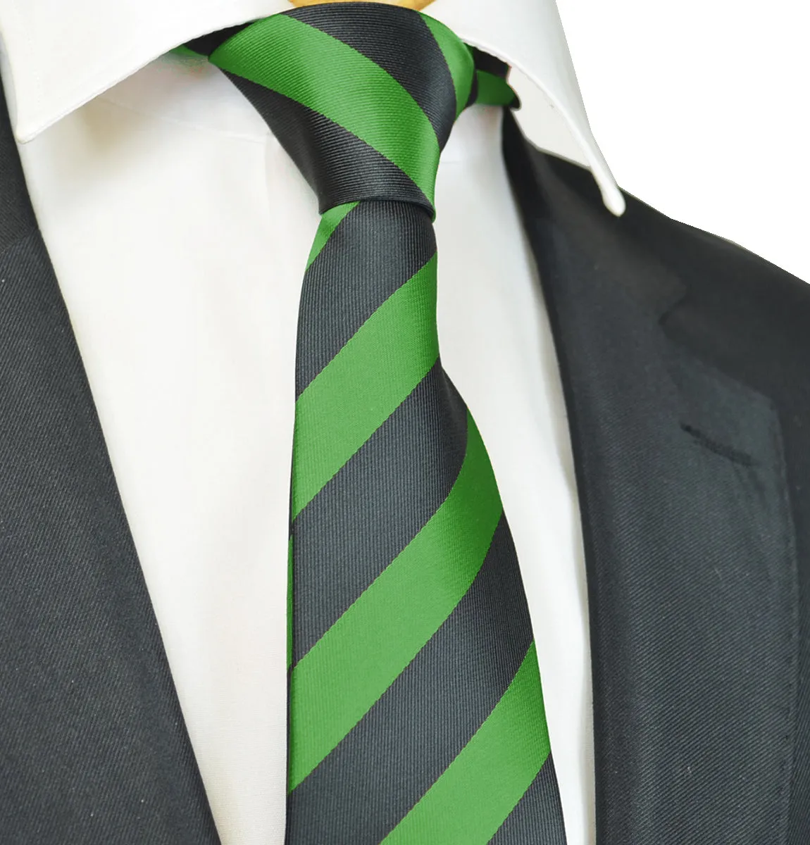 Classic Green and Black College Striped Men's Necktie