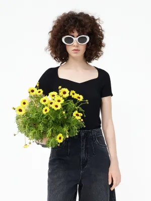 Crop Fitted Rib Knit Top