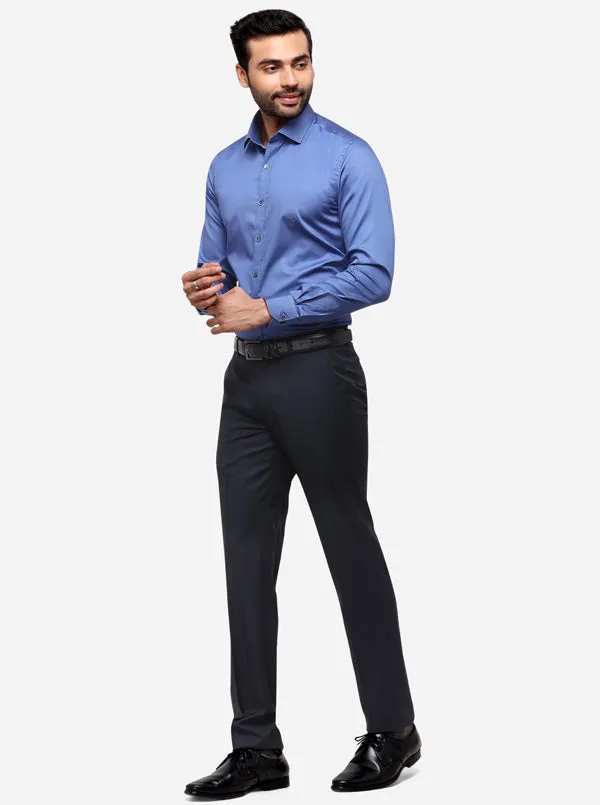 Dark Blue Solid Slim Fit Party Wear Shirt | Wyre
