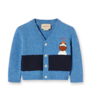 Embroidered Wool Cardigan Dusk Blue