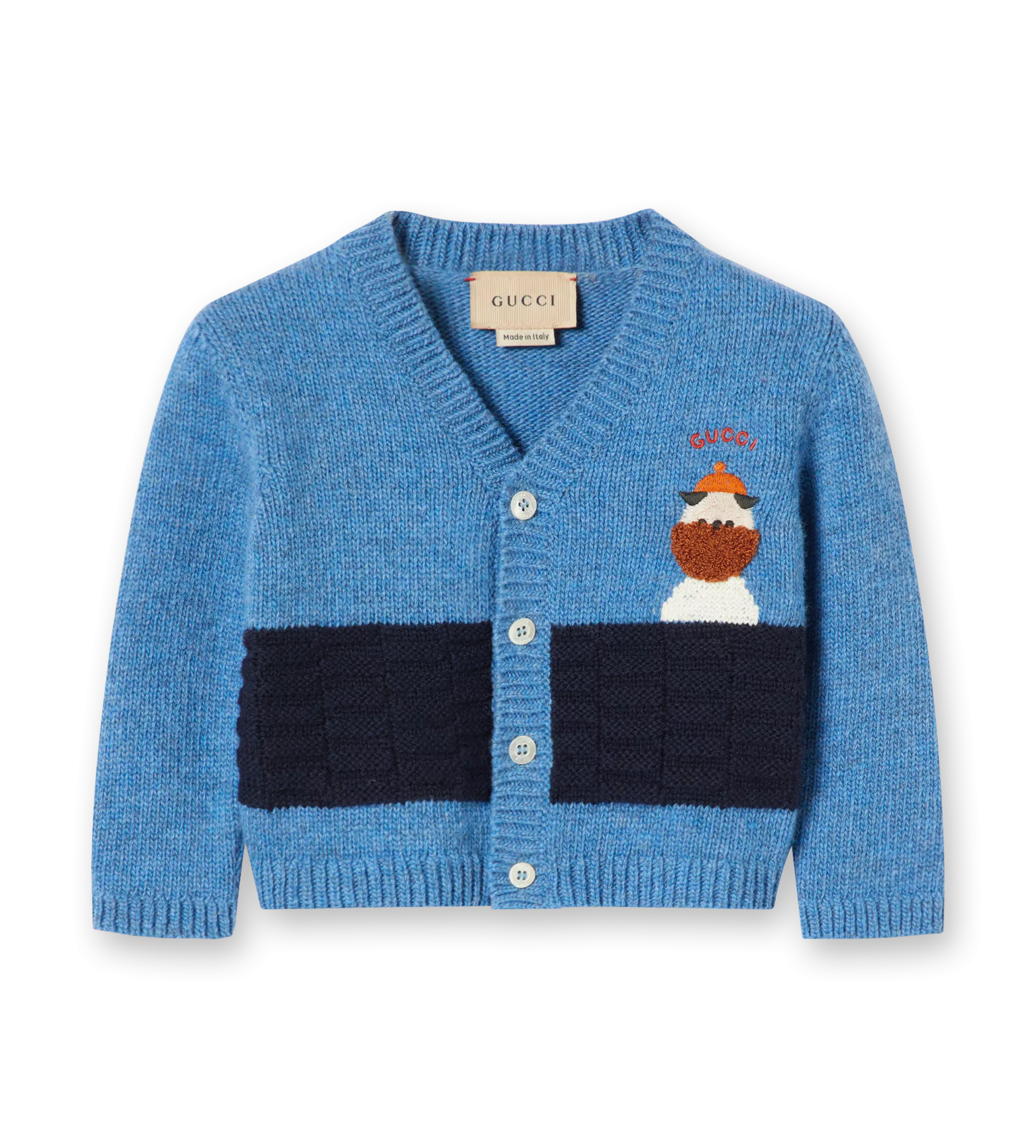 Embroidered Wool Cardigan Dusk Blue
