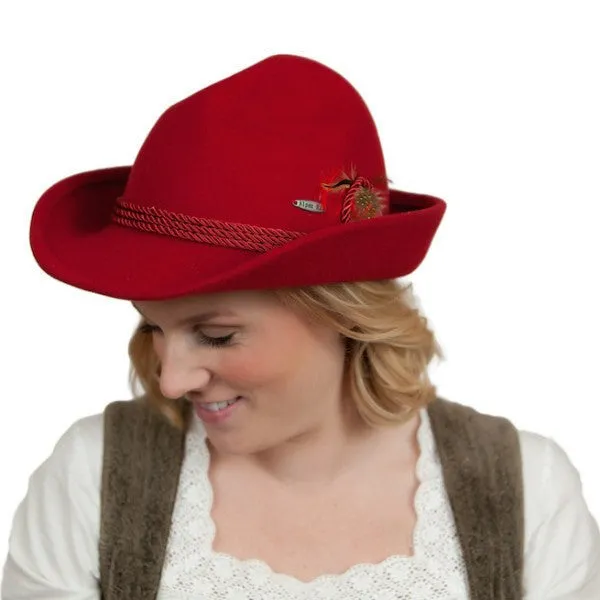 German Bavarian Style Red 100% Wool Hat