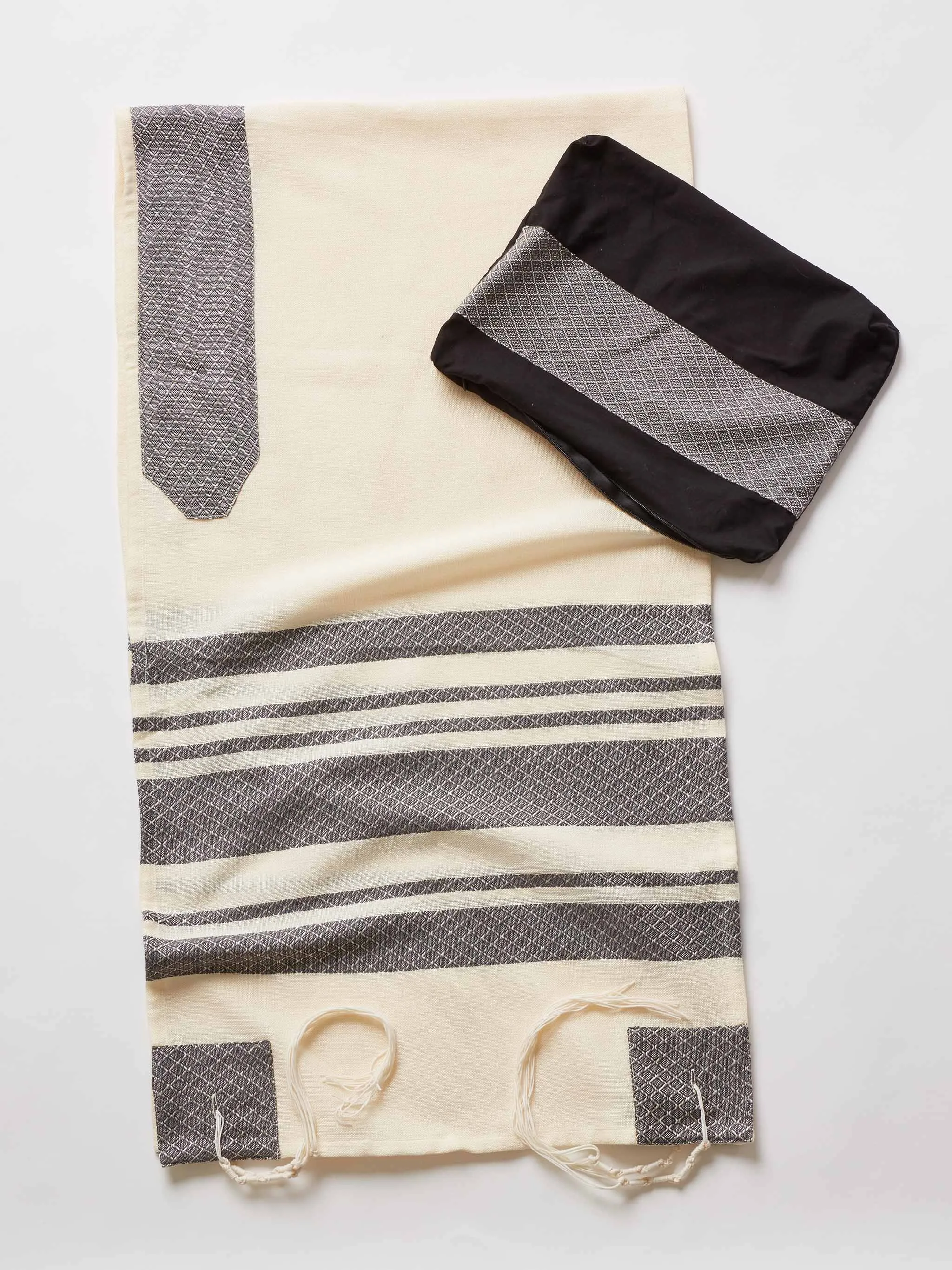 Gray Stripes Traditional Woven Tallit by Sara Resnik