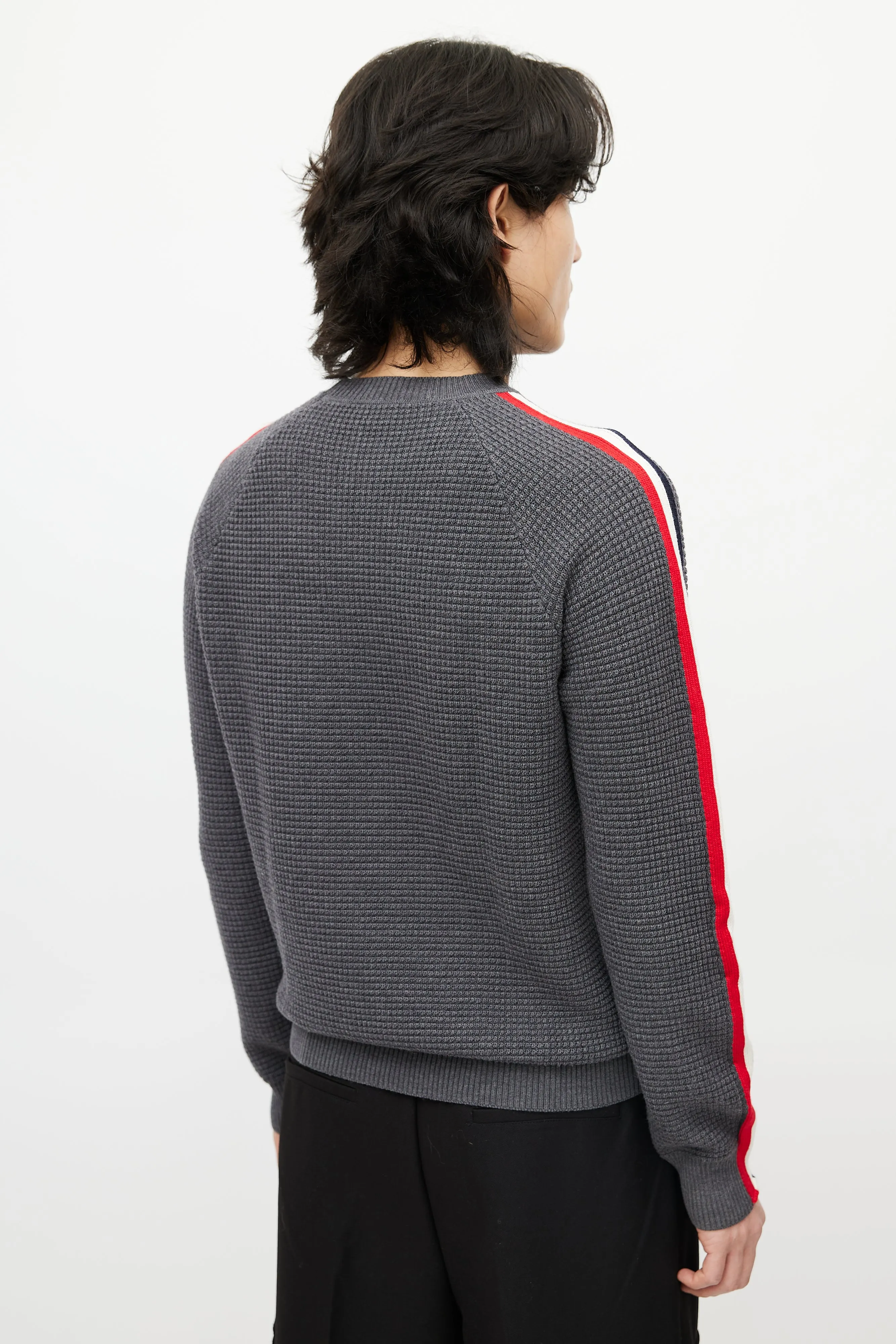 Grey & Multicolour Wool Striped Knit Sweater