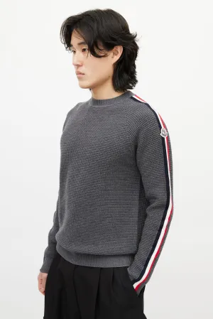 Grey & Multicolour Wool Striped Knit Sweater