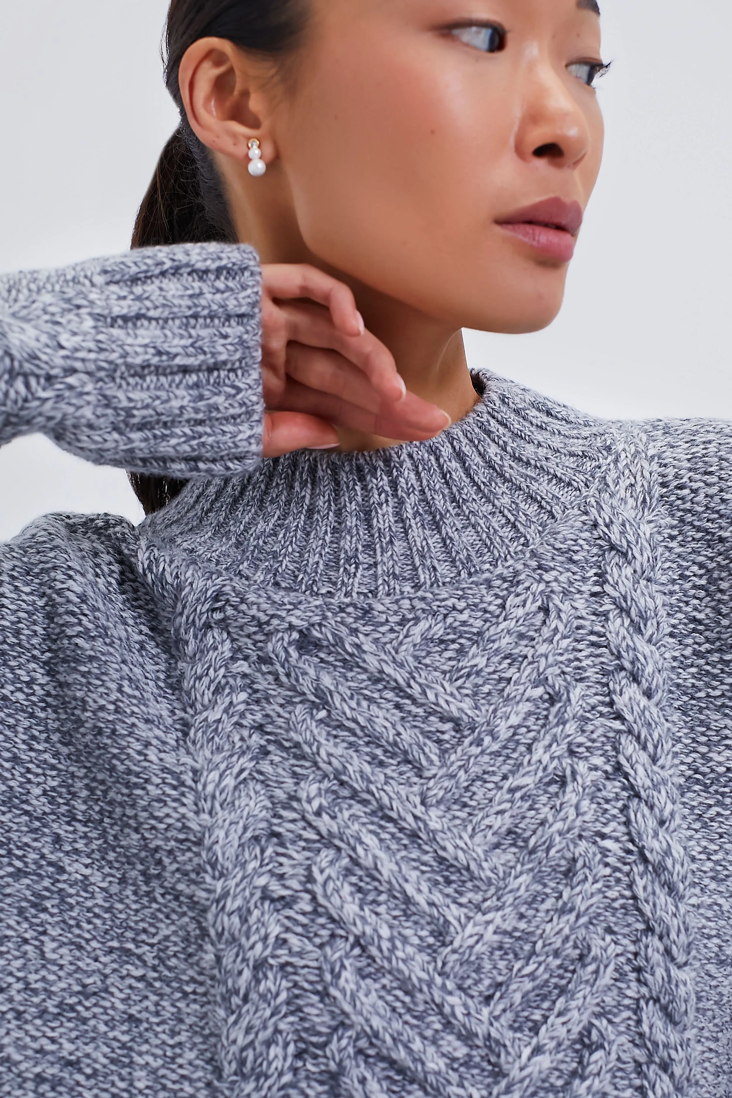 Grey Damien Cable Sweater
