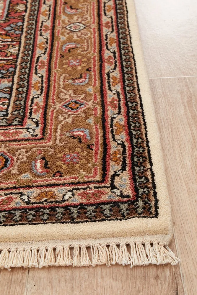 INDIAN HAND KNOTTED WOOL RUG 187X126CM