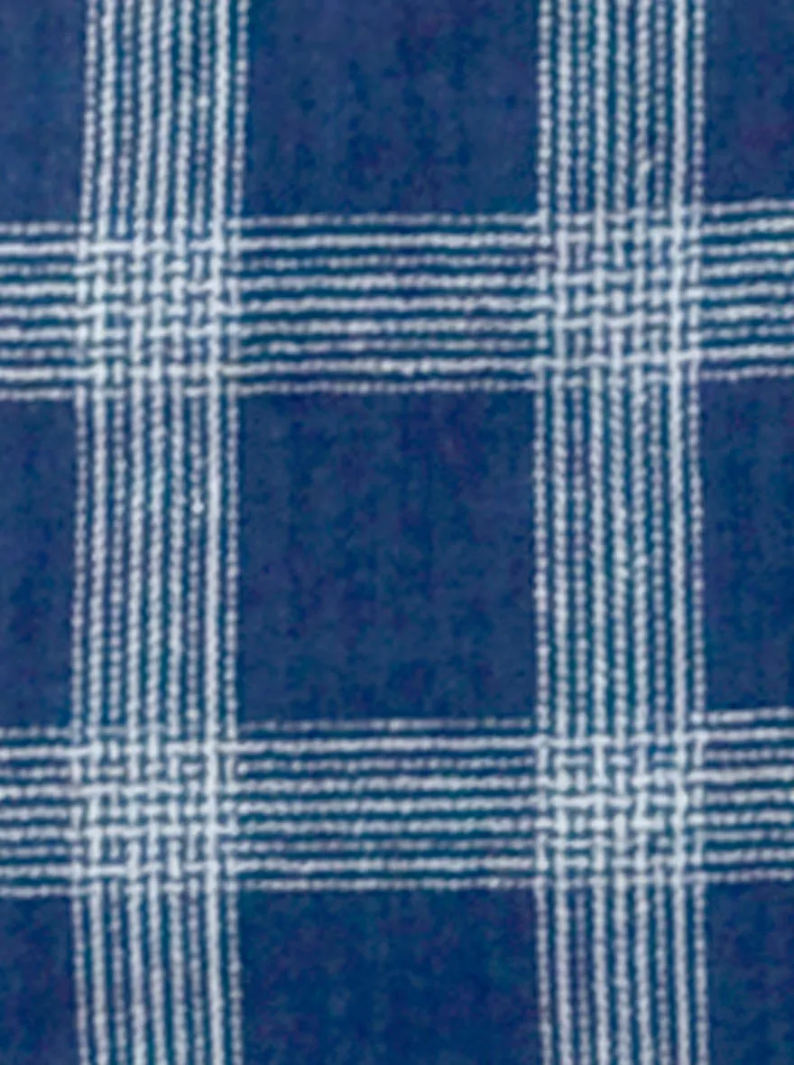 Indigo Blue Checked Slim Fit Casual Shirt | JadeBlue