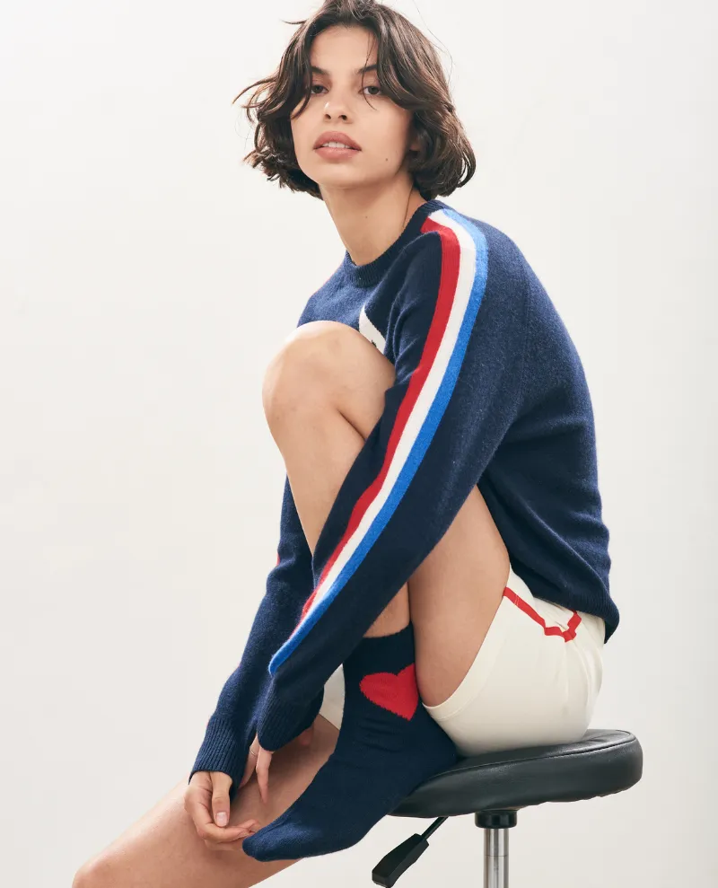 Jumper1234 Ski Sunday Navy Crew Knit
