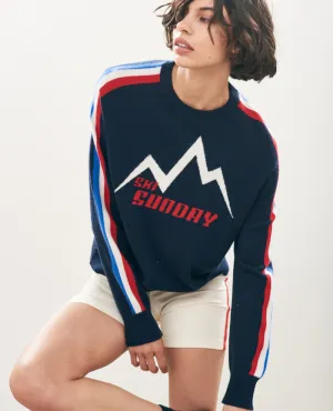 Jumper1234 Ski Sunday Navy Crew Knit
