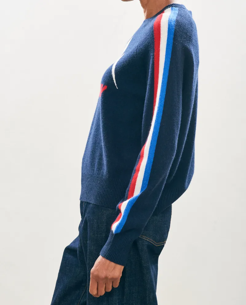 Jumper1234 Ski Sunday Navy Crew Knit