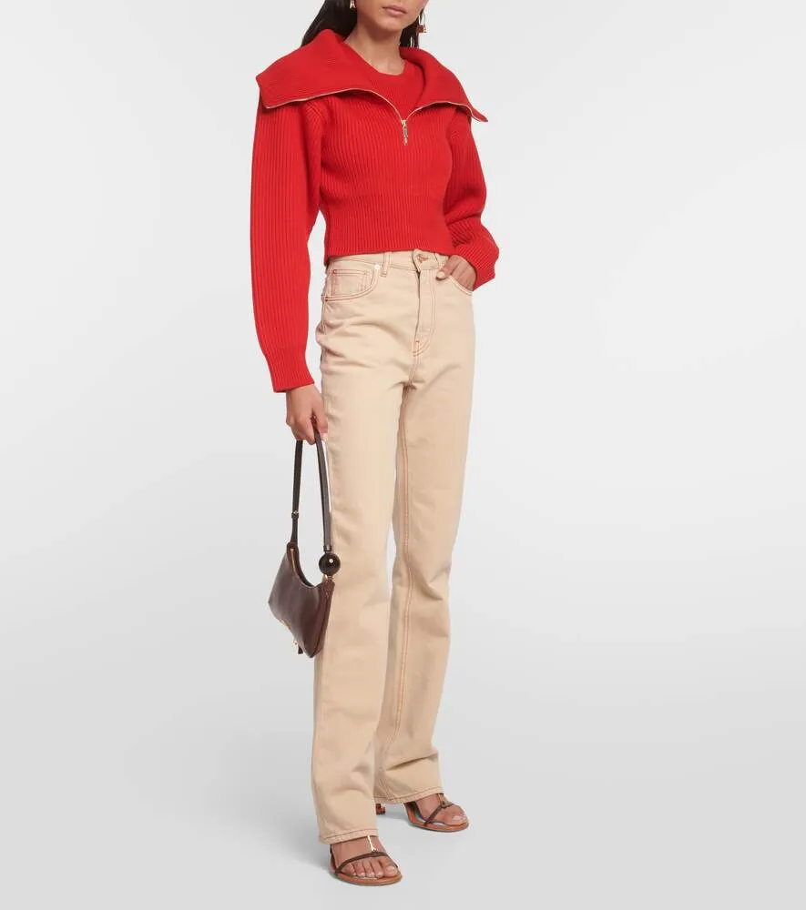 Le Maille Risoul JACQUEMUS cropped wool sweater, red