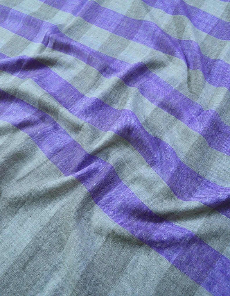 Light Grey Off white and Lavender stripes Pashmina Shawl 7210