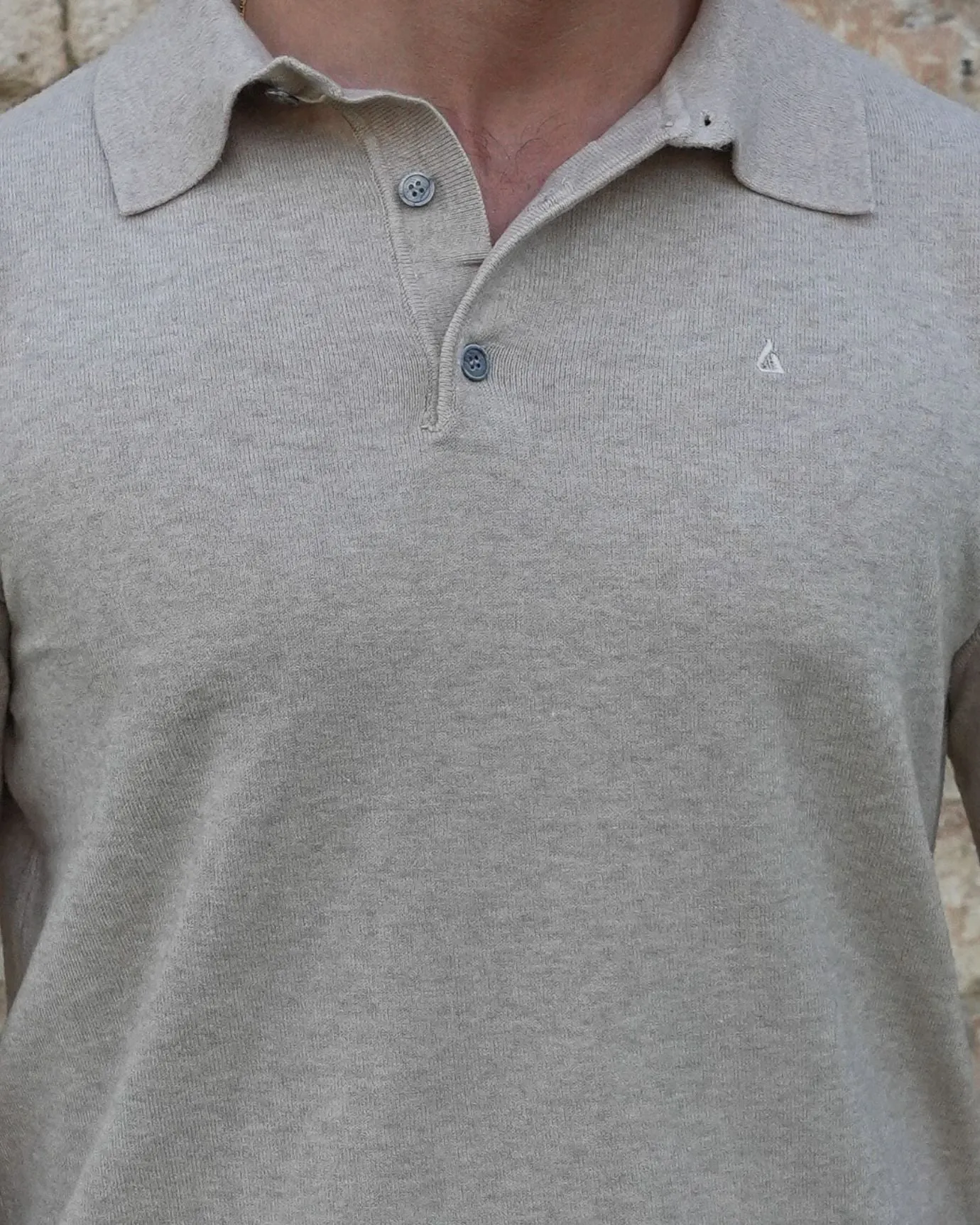 LOVAU COTTON WOOL OLD MONEY POLO - KHAKI
