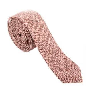 Mauve & Off-White Herringbone Wool Necktie