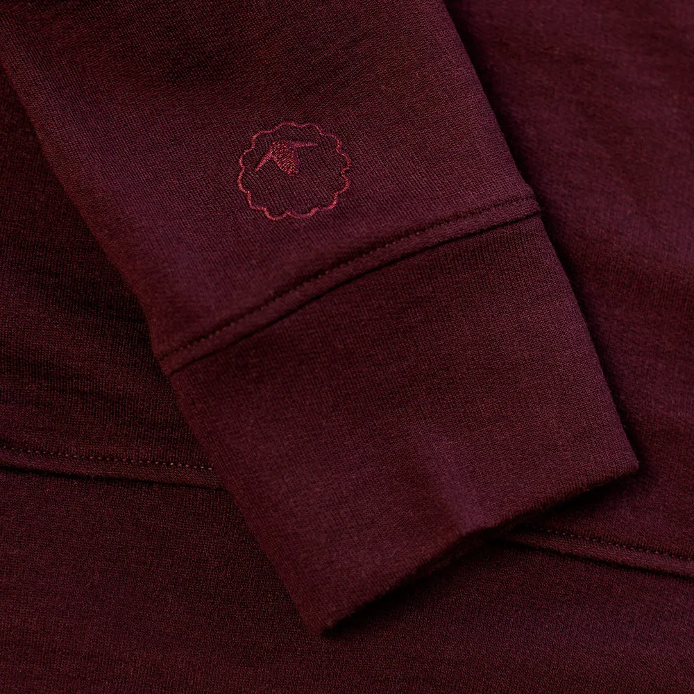 Mens Merino 260 Lounge Hoodie (Wine/Navy)