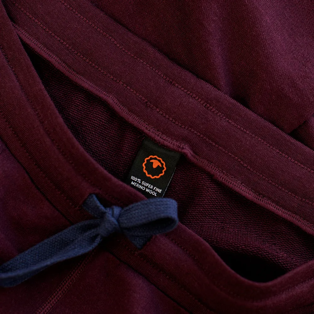 Mens Merino 260 Lounge Loose Joggers (Wine/Navy)