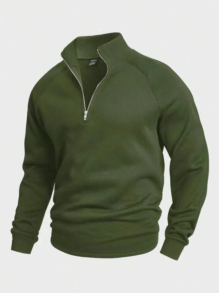 Men's Solid Color Stand Collar 1/4 Zip Sweater (4 colors)