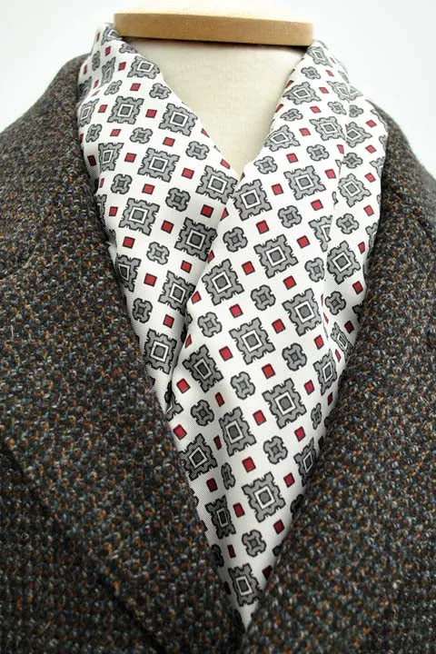 Men's Vintage 1960s White Double Sided Evening Scarf