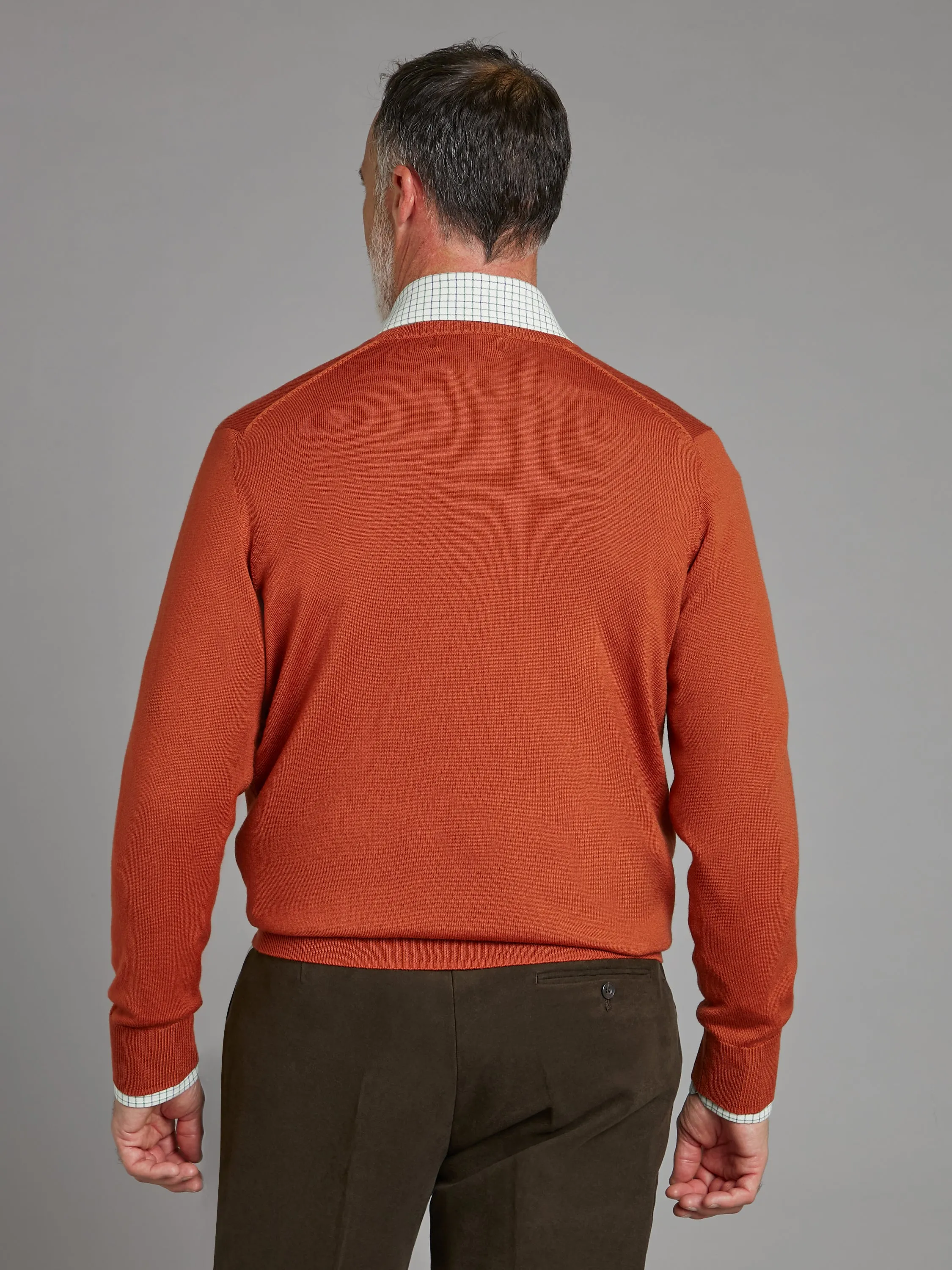 Merino V Neck Sweater - Rust