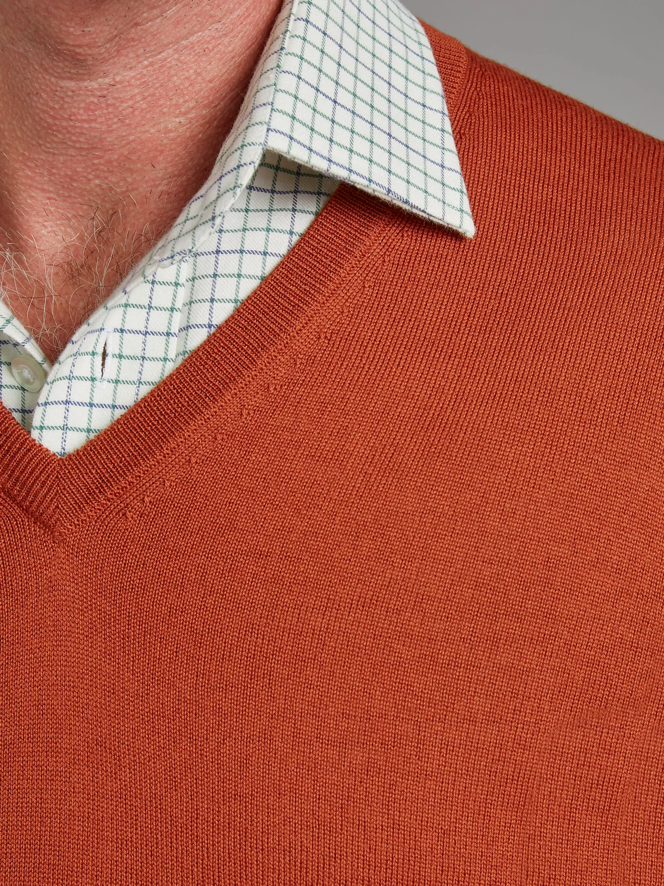 Merino V Neck Sweater - Rust