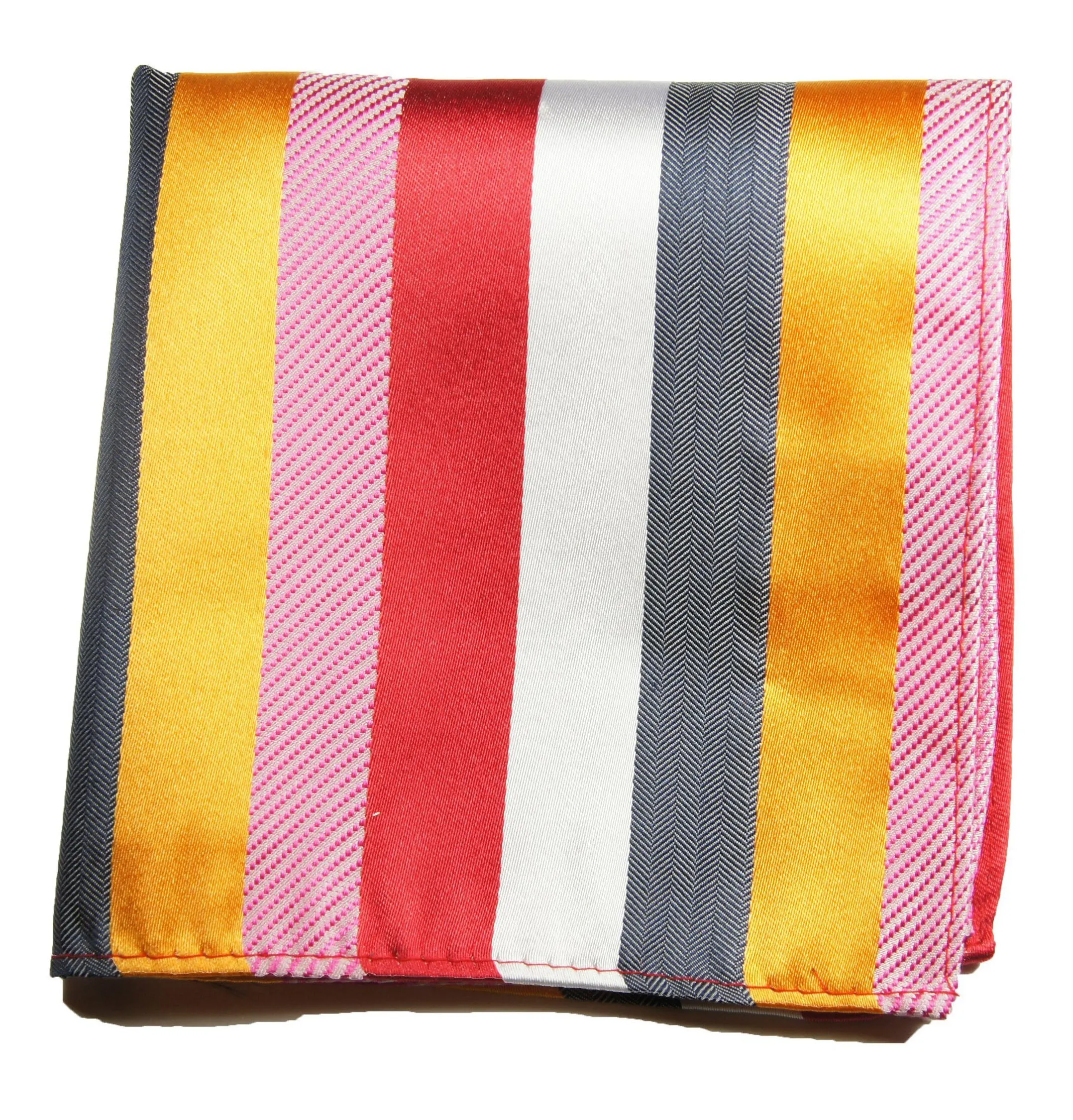 Multicolor Striped Silk Pocket Square