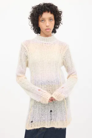 Multicolour Mohair Striped Mock Neck Sweater