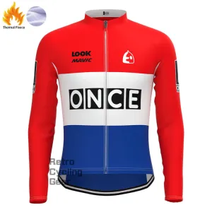 ONCE Red Fleece Retro Long Sleeves Jerseys