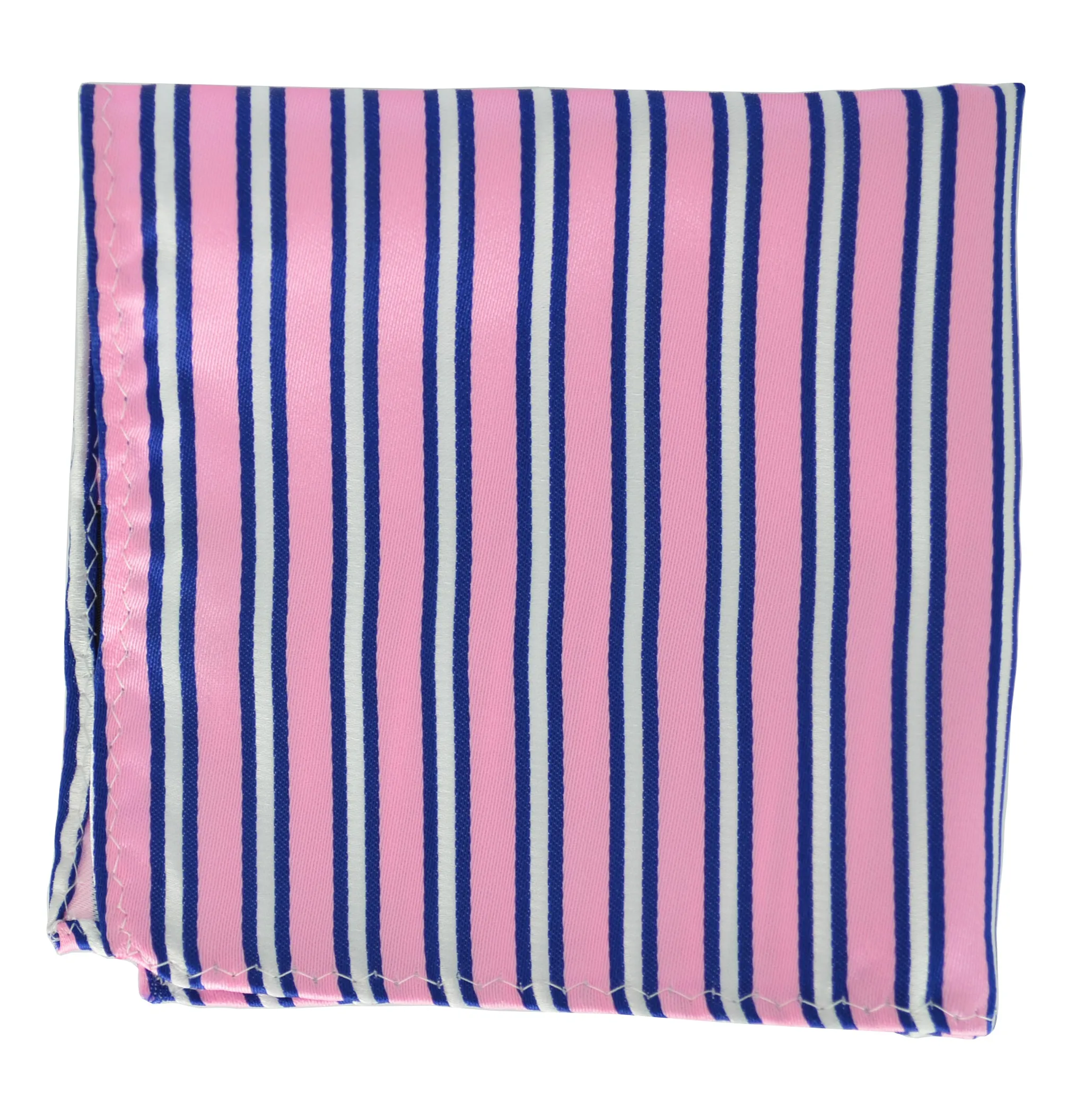 Pink and Navy Striped Pocket Square
