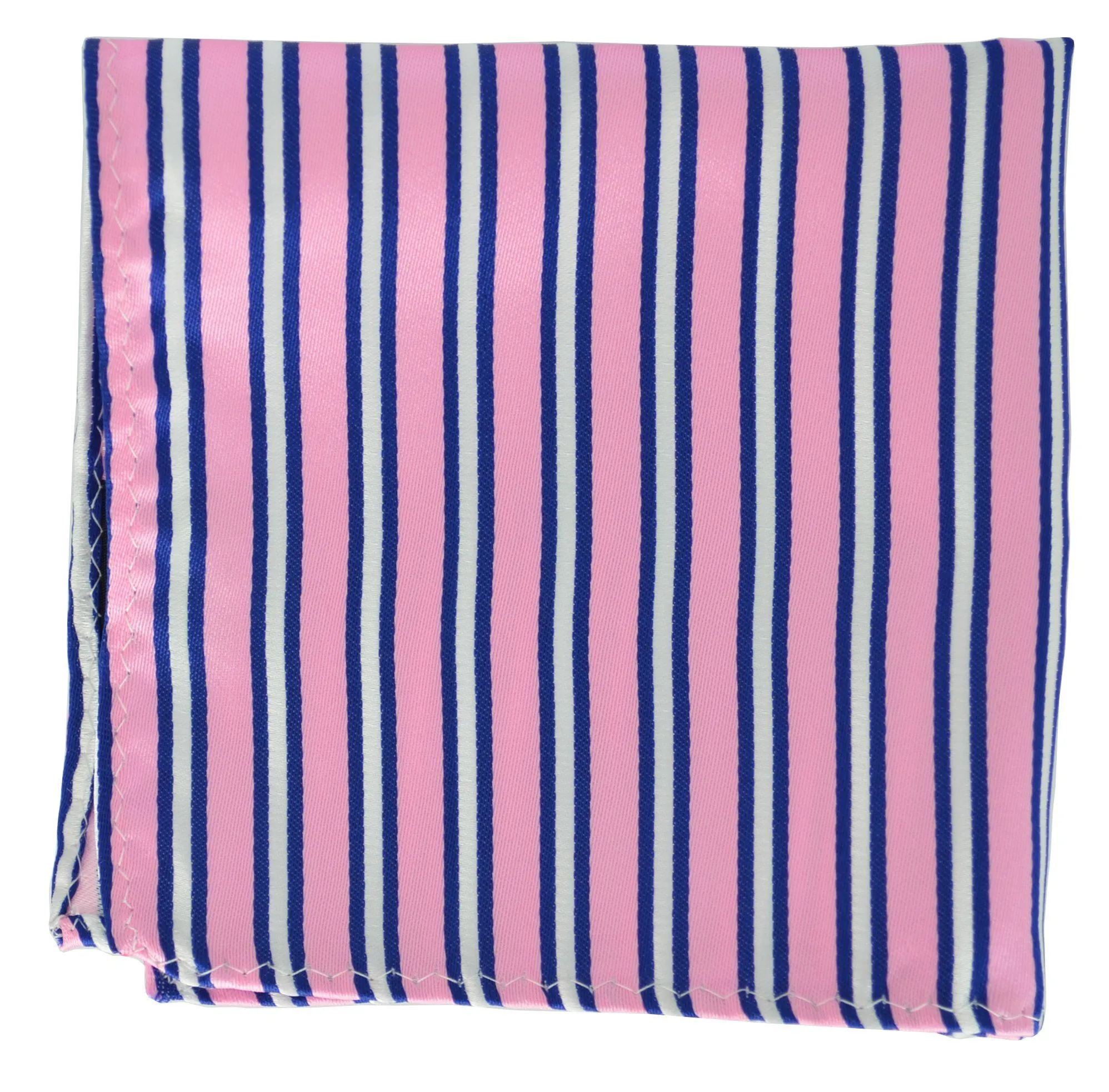 Pink and Navy Striped Pocket Square