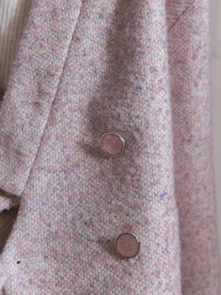 Pink dot V-neck wool jacket【s0000005817】