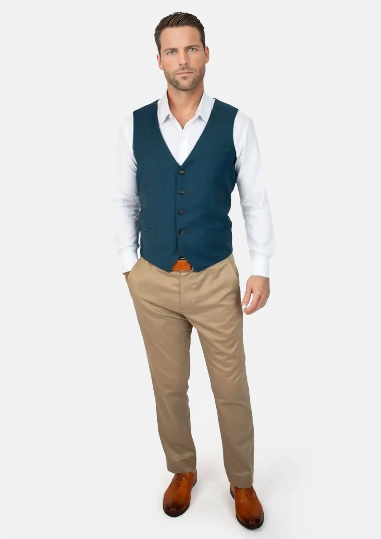 Prussian Teal Twill Vest