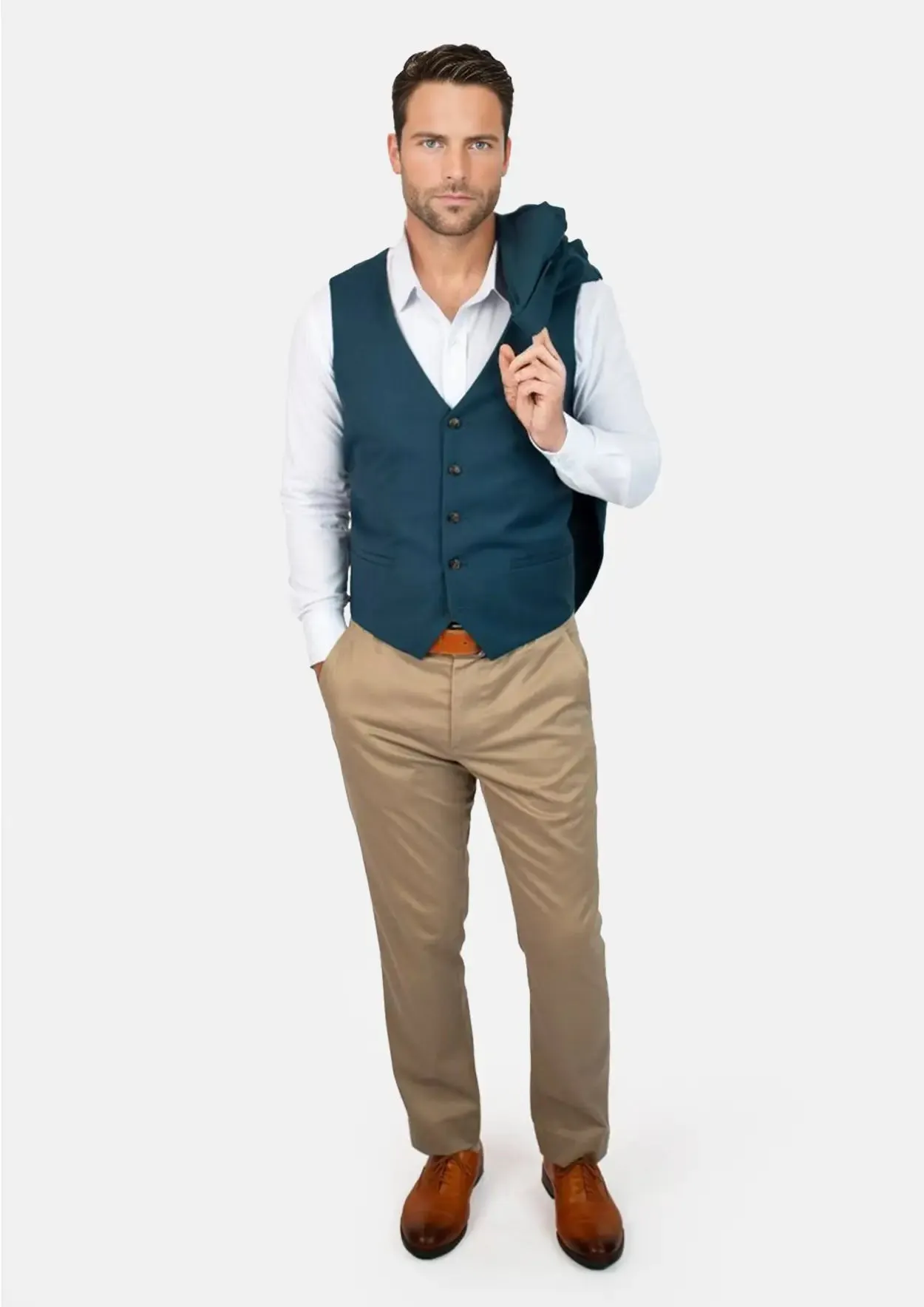 Prussian Teal Twill Vest