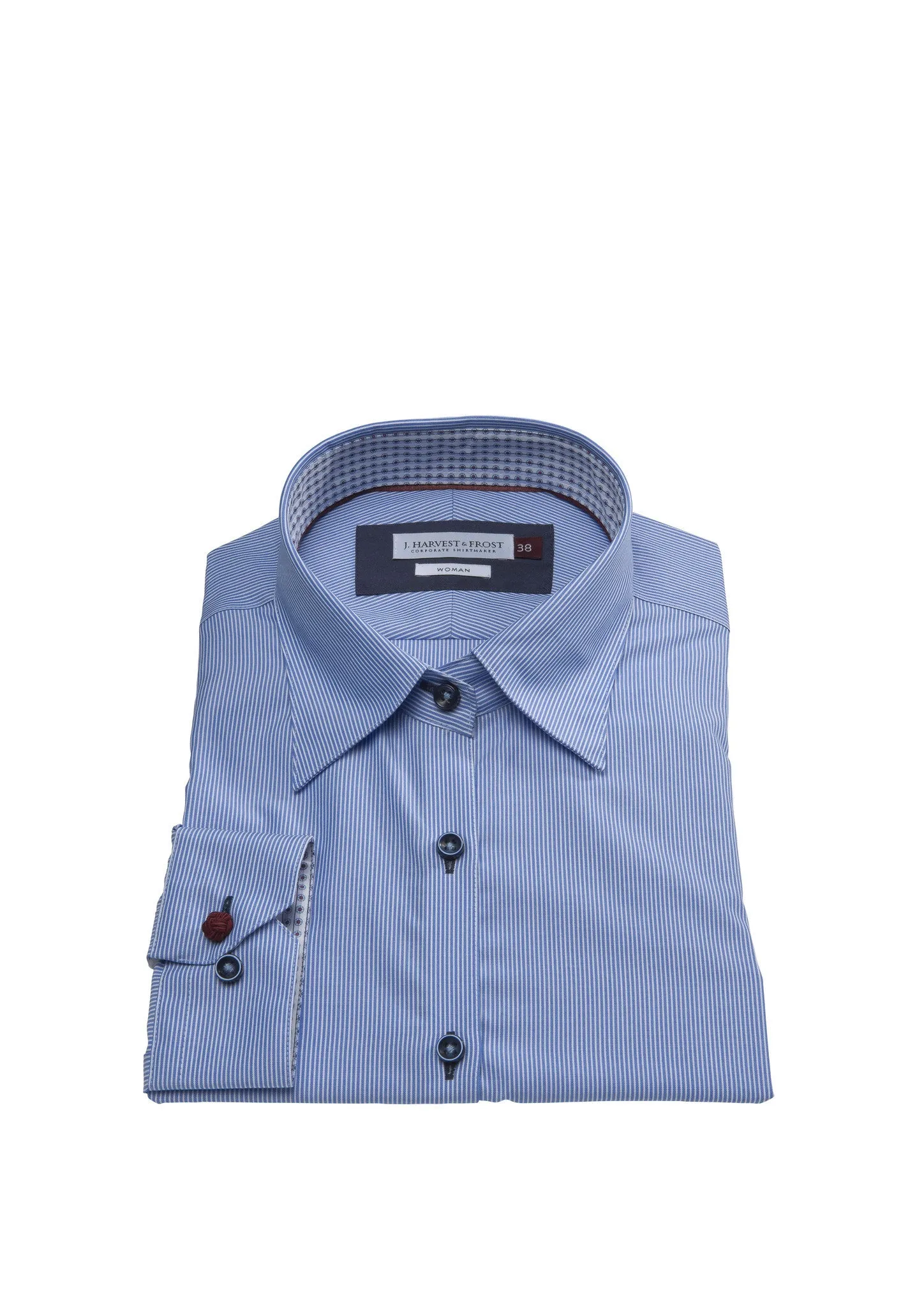 Red bow 24 Woman Midblue stripe Non-Iron