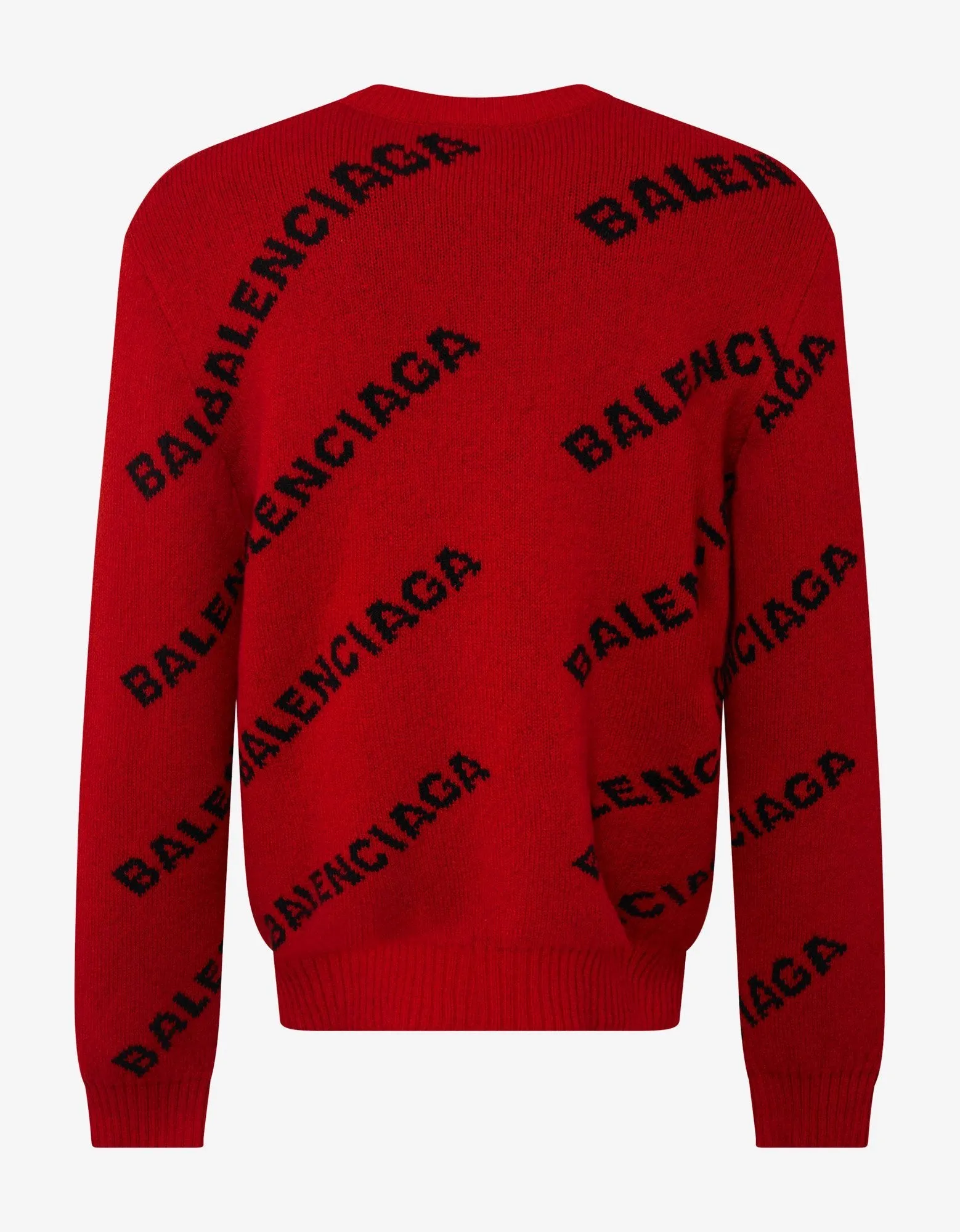 Red Logo Jacquard Crew Neck Sweater -
