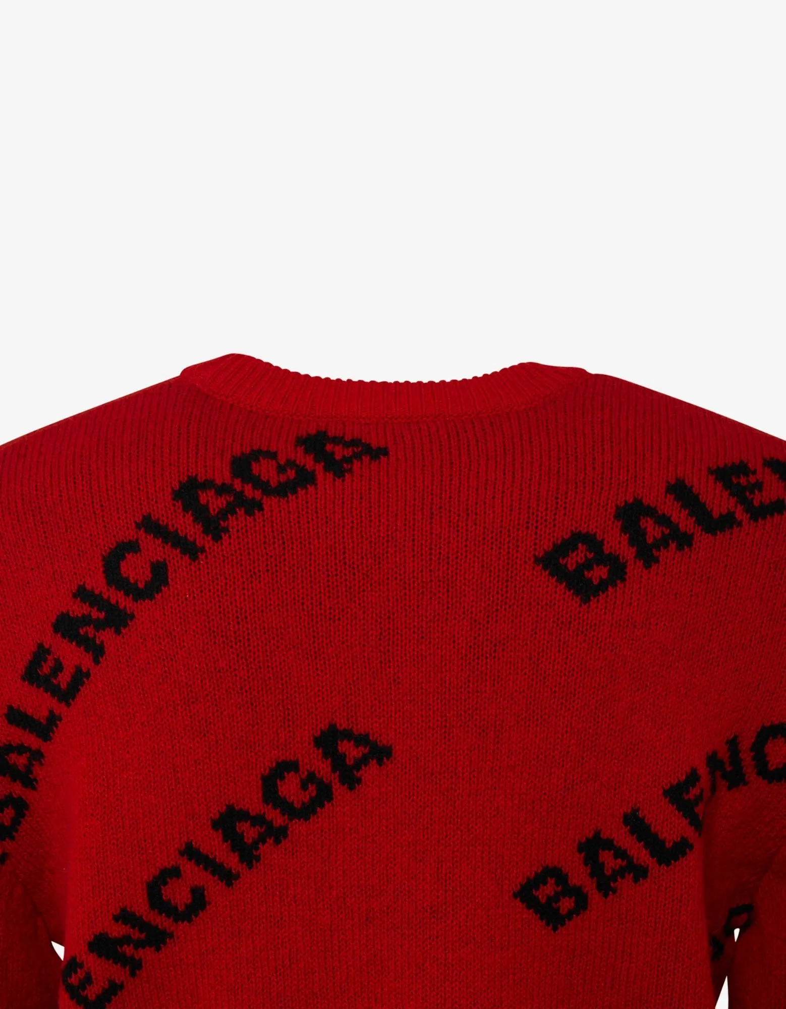 Red Logo Jacquard Crew Neck Sweater -