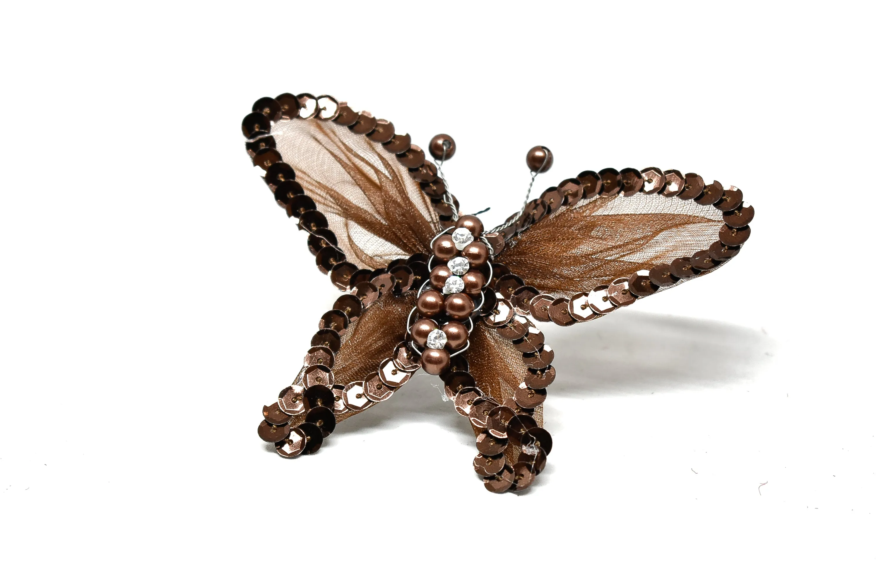 Rhinestone Butterfly Brooch with Beads 4" x 3.50" - 1 Piece