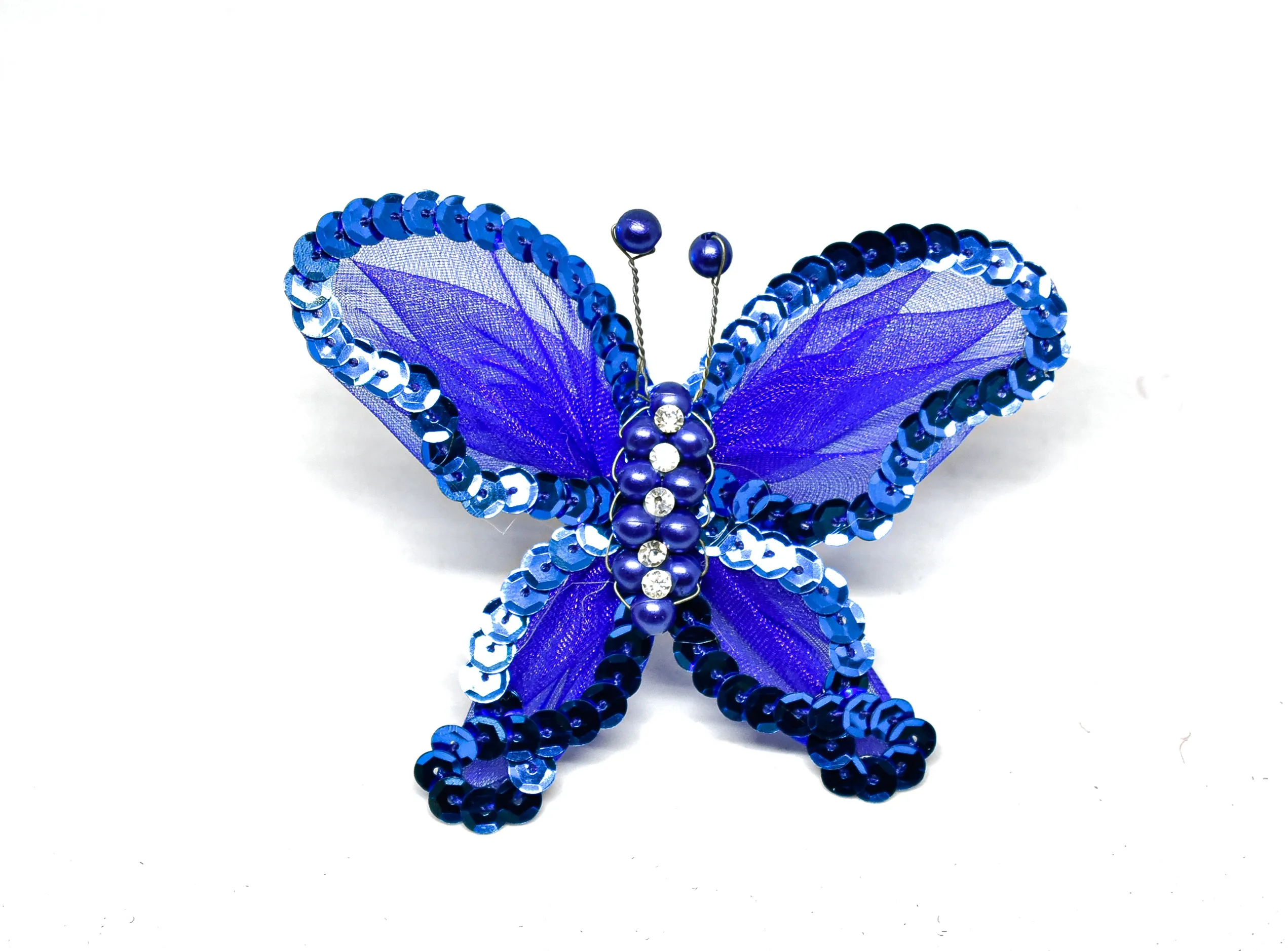 Rhinestone Butterfly Brooch with Beads 4" x 3.50" - 1 Piece