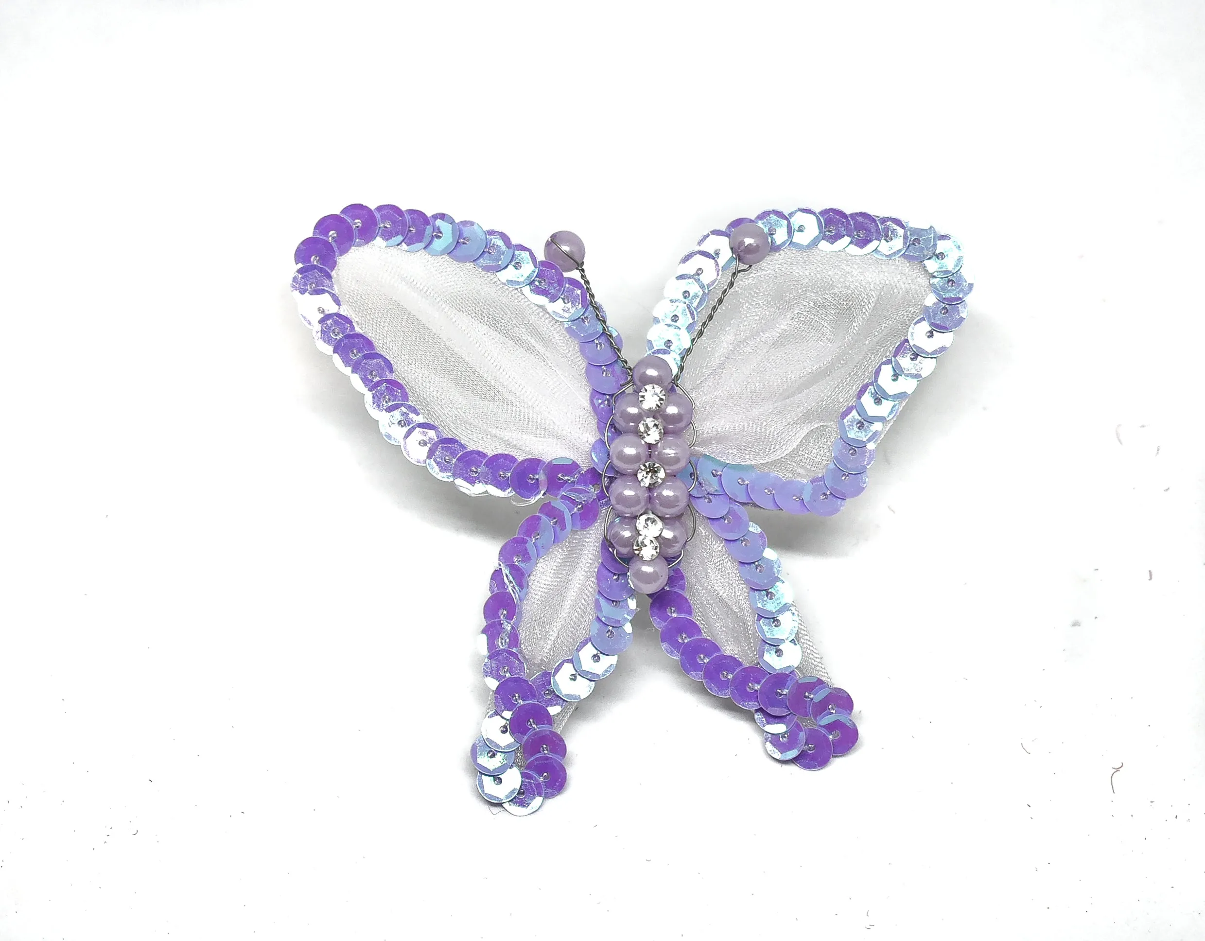 Rhinestone Butterfly Brooch with Beads 4" x 3.50" - 1 Piece